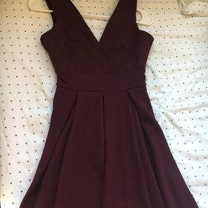 Maroon Dress with pleated skirt